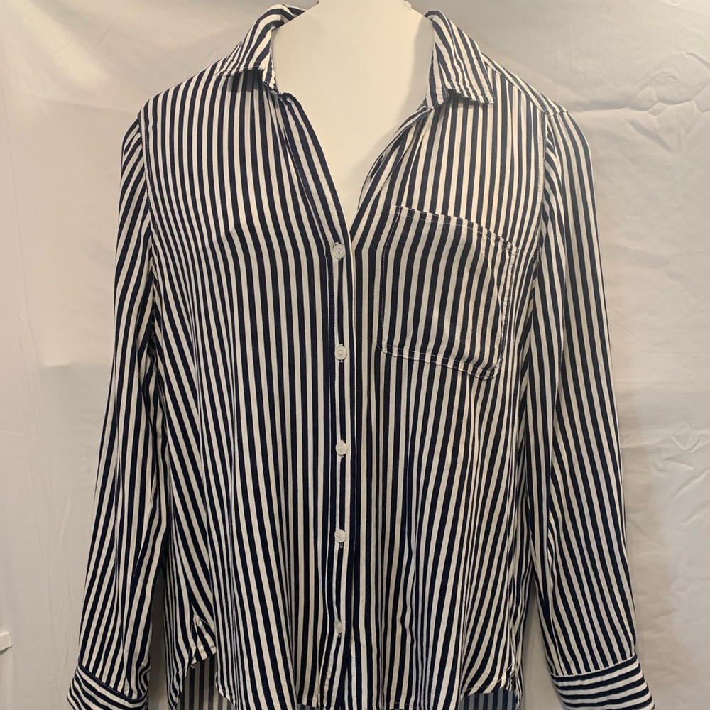 Velvet heart blouse top striped navy blue and white size small